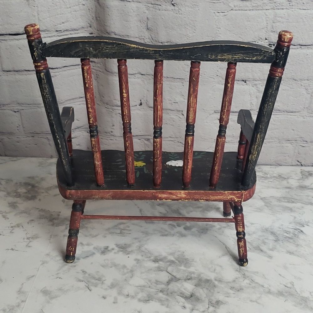 ‎Handpainted Vintage Primitive Mini Chair - Picture 11 of 11